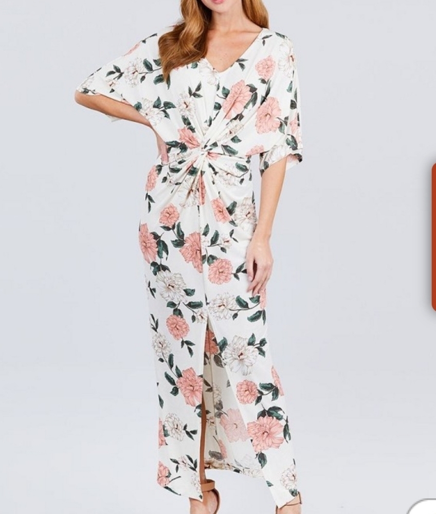 Active USA dolman sleeve front knot long d…